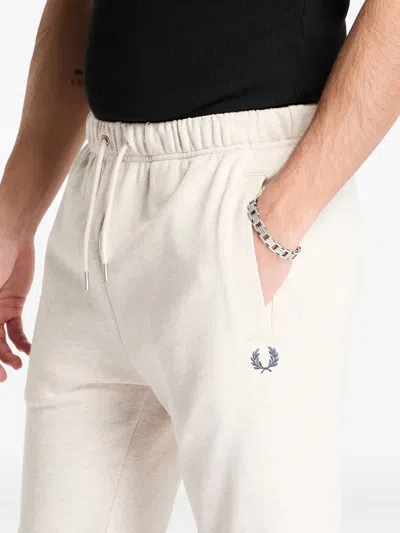 Fred Perry Drawstring Cotton Track Pants In White