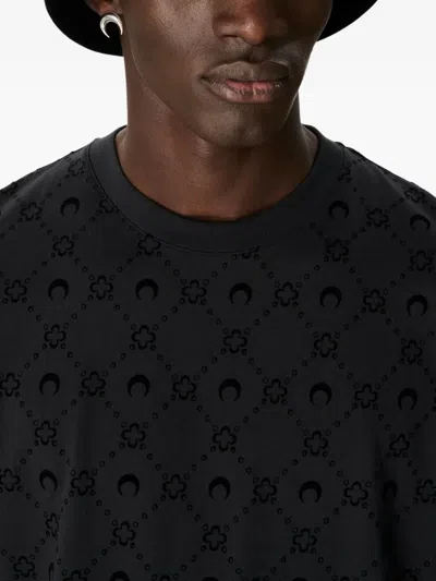 Marine Serre Moonogram Flocked T-shirt In Black