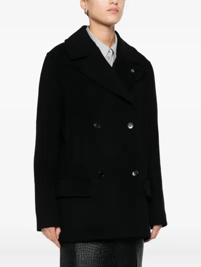 搭扣羊毛混纺短外套