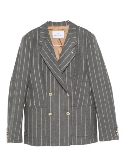 Manuel Ritz Double Breasted Bottoned Blazer In Gray