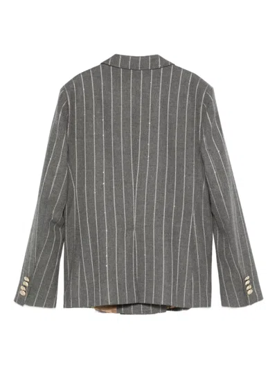 Manuel Ritz Double Breasted Bottoned Blazer In Gray