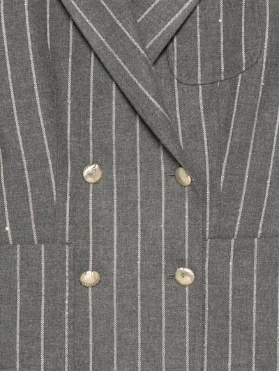 Manuel Ritz Double Breasted Bottoned Blazer In Gray