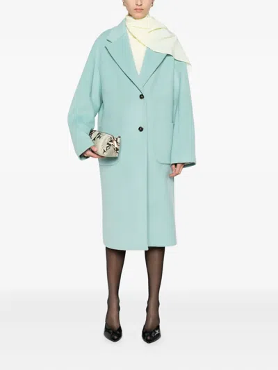 Manuel Ritz Bottoned Double Breasted Coat In Blue