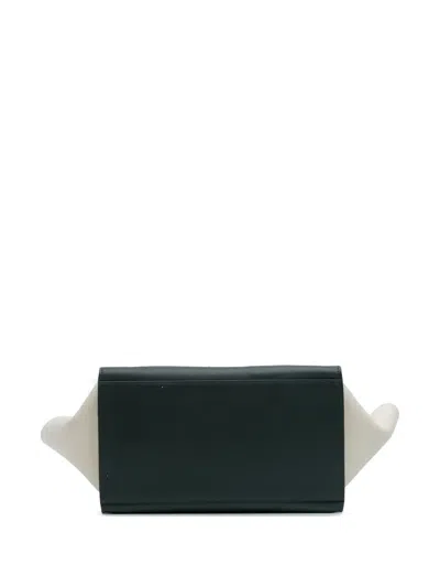 Pre-owned Celine 2013 Medium Tricolor Leather Trapeze Satchel In Green