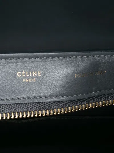 Pre-owned Celine 2013 Medium Tricolor Leather Trapeze Satchel In Green