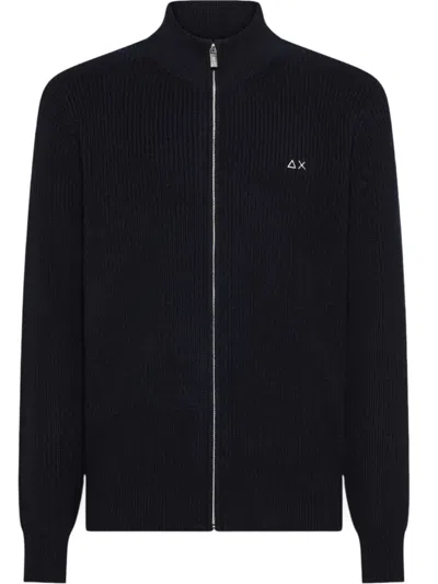 Sun 68 Zip-up Cardigan In Blue