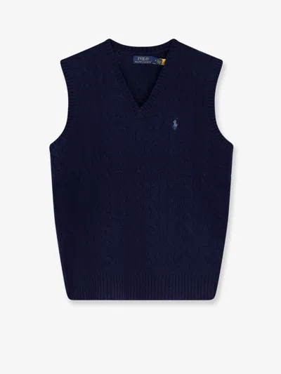 Polo Ralph Lauren Waistcoat In Wool And Cashmere In Blue