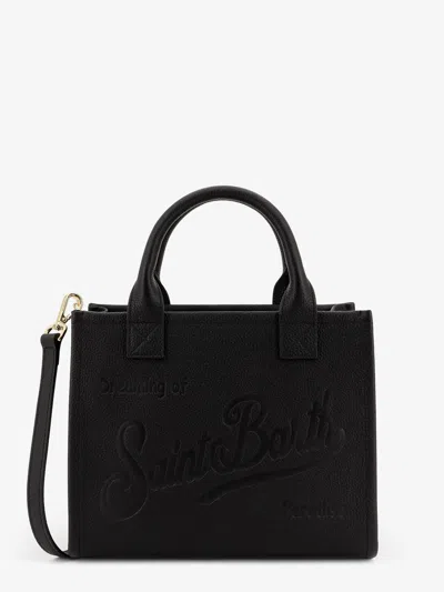 Mc2 Saint Barth Rectangular Tote Bag With Embossed Branding And Adjustable Strap In Black
