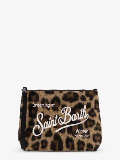 Mc2 Saint Barth Aline Felt Leo Clutch Bag In Brown
