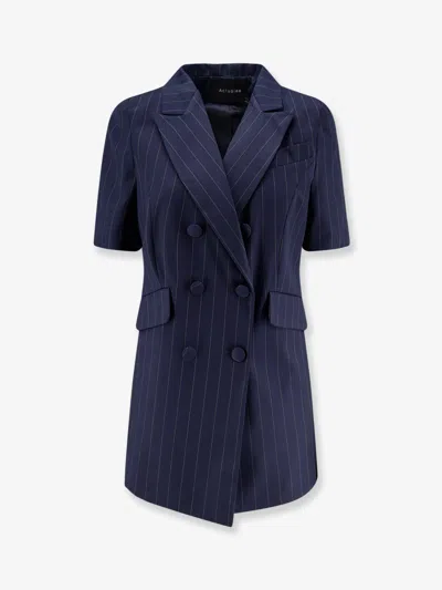 Actualee Double-breasted Pinstriped Blazer In Blue