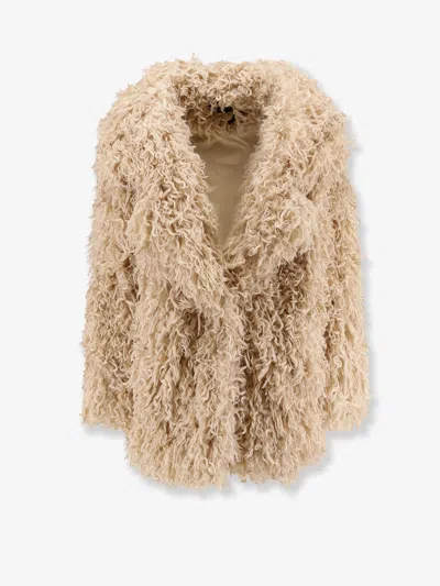 Actualee Faux Shearling Peacoat In Neutral