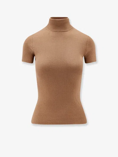Max Mara Camel Wool Turtleneck In Brown