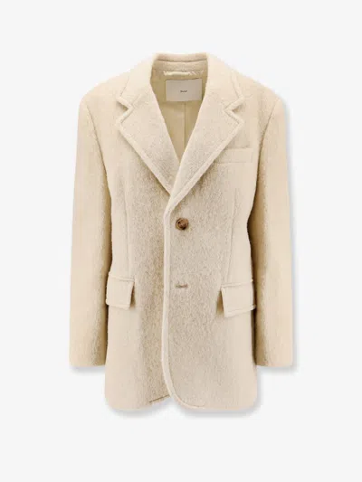 Dunst Minimalist White Jacket With Structured Silhouette And Front Zipper Closure In Neutral