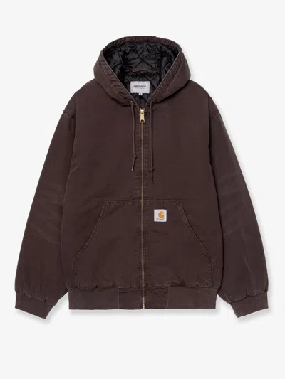 Carhartt Padded Hooded Jacket With Drawstring And Zipper Closure In Brown