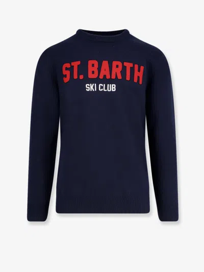 Mc2 Saint Barth Logo-detail Crew-neck Sweater In Blue