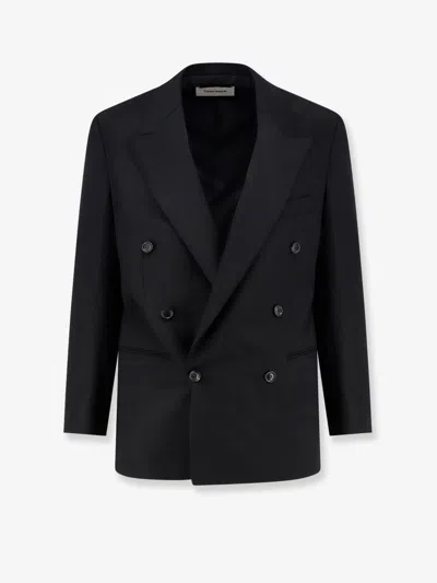 Tonywack Double-breasted Blazer Featuring Notched Lapels In Black