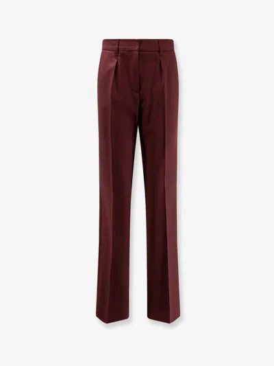 Max Mara Cannes Wide Leg Wool Gabardine Trousers Bordeaux In Red