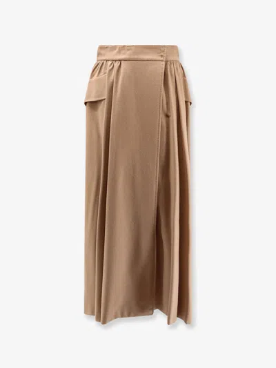 Max Mara Eufemia Camel Long Skirt In Neutral
