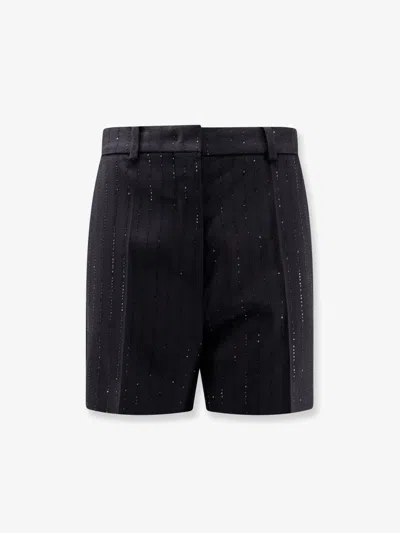 Max Mara Shorts With Pinstripe-effect Micro Sequins In Black
