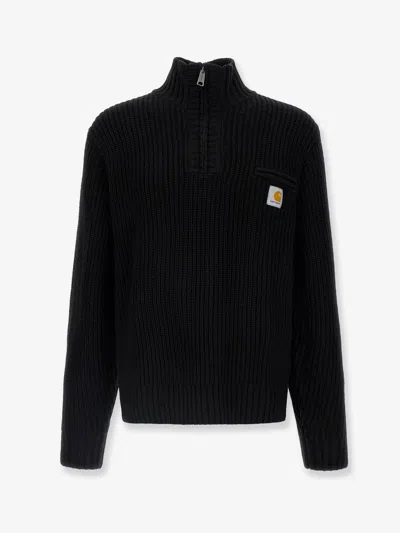 Carhartt Detroit Half Zip Acrylic Blend Sweater In Black