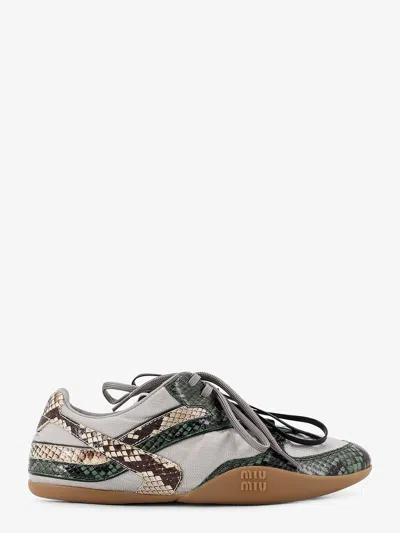 Miu Miu Gymnasium Technical Fabric And Python-print Aisley Sneakers In Multi