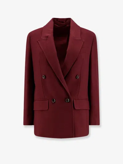 Stella Maxwell X Marella Double-breasted Wool Blend Blazer In Red