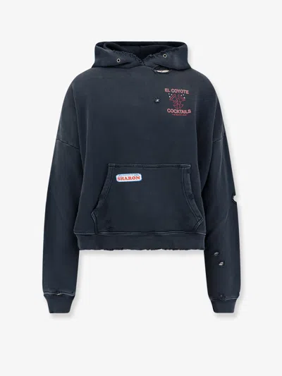 Paly Cotton Sweatshirt With Destroyed Effect In Blue