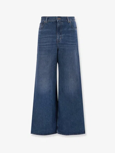 Chloé Chloe' Wide Leg Denim Jeans In Black