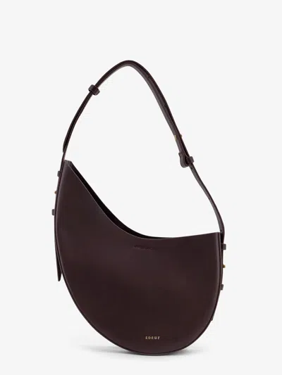 Soeur Crescent-shaped Bordeaux Leather Shoulder Bag In Purple