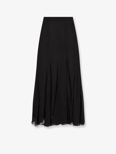 Chloé Maxi Skirt With Sheer Overlay And Flowy Design In Black