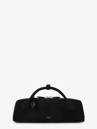 Alaïa Le Teckel Small Suede Shoulder Bag In Blue