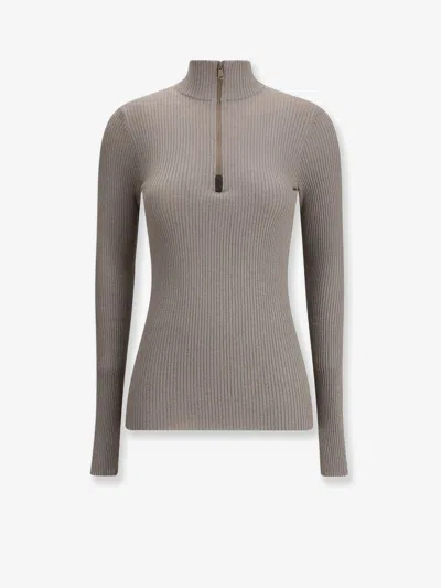 Brunello Cucinelli Turtleneck Sweater In Cashmere Blend In Nude