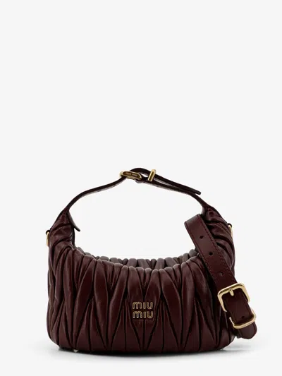 Miu Miu Matelassé Leather Handbag In Purple