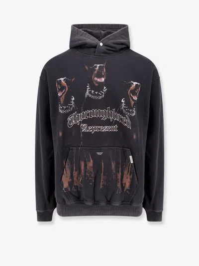 Represent Vintage Black Hoodie With Doberman Graphic And Classic Features In Black