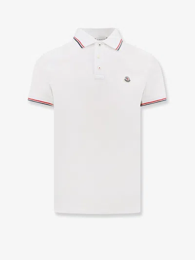 Moncler White Cotton Short-sleeved Polo T-shirt In White