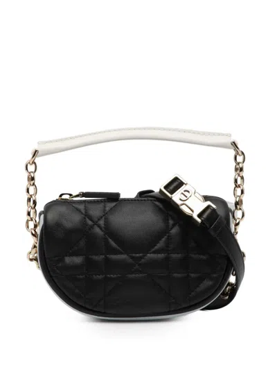 Pre-owned Dior 2022 Micro Lambskin Cannage  Vibe Satchel In Black