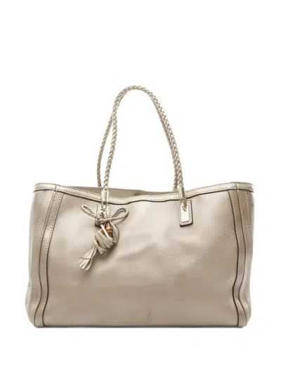 Pre-owned Gucci 2000s Bella Bamboo Handbag In Neutral