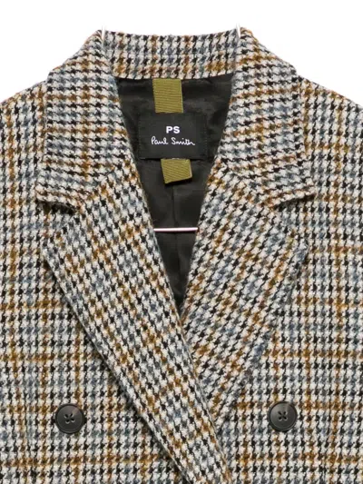 Paul Smith Double-breasted Coat Featuring Front Pockets In Multi