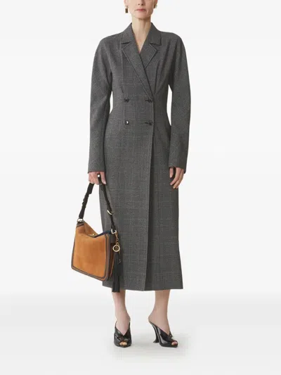 Lanvin Double-breasted Prince Of Wales Wool Dress In Gray