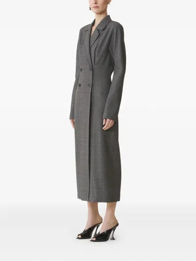 Lanvin Double-breasted Prince Of Wales Wool Dress In Gray