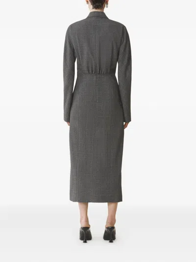 Lanvin Double-breasted Prince Of Wales Wool Dress In Gray