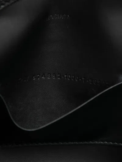 Pre-owned Balenciaga 2021 Small Leather Logo Flap Crossbody Bag In Black