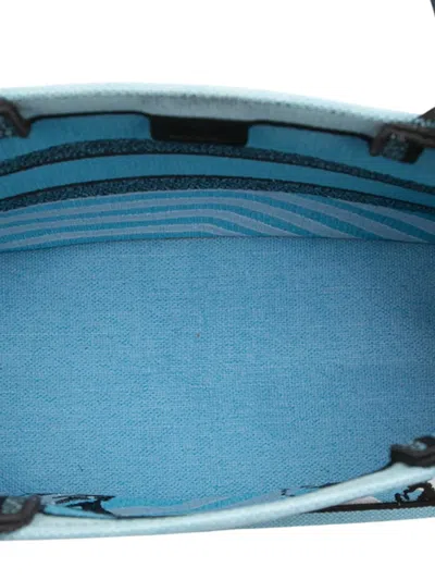 Pre-owned Dior 2022 Medium Embroidered Canvas Zebra D Jungle Pop Book Tote Bag In Blue