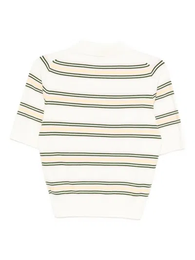 Reformation Campbell Cotton Polo Sweater In Fior Di Latte Multi Stripe