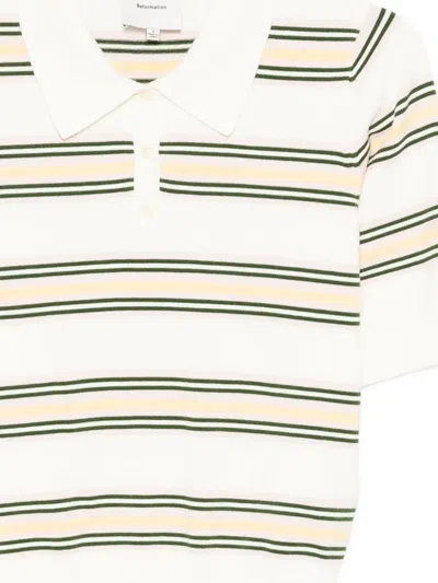 Reformation Campbell Cotton Polo Sweater In Fior Di Latte Multi Stripe
