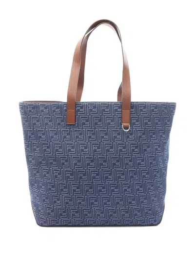 Pre-owned Fendi 2020s Medium Ff Shopping Tote Bag In Blue
