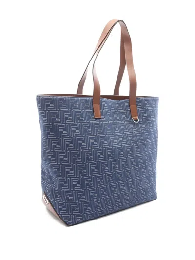 Pre-owned Fendi 2020s Medium Ff Shopping Tote Bag In Blue