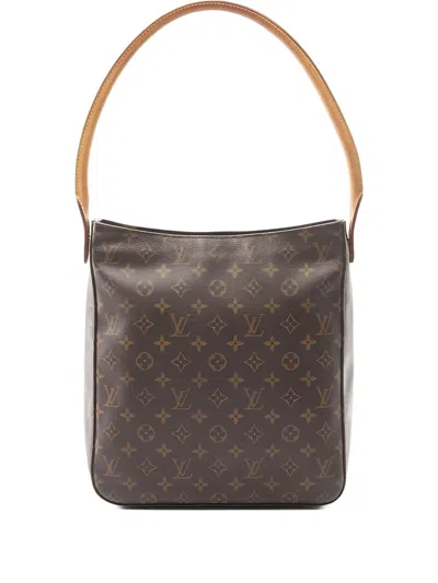 Pre-owned Louis Vuitton 2002 Monogram Looping Shoulder Bag In Brown