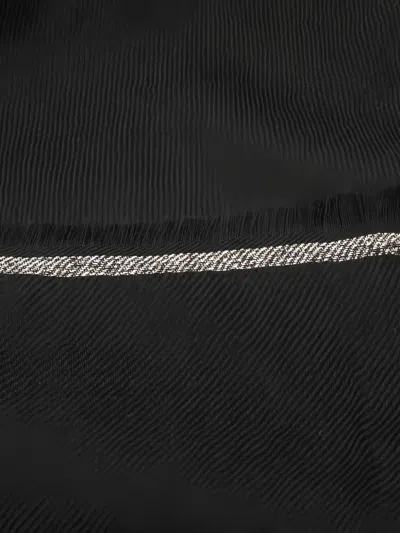 Pre-owned Chanel 1986-1988 Coco Mark Striped Scarf In Black