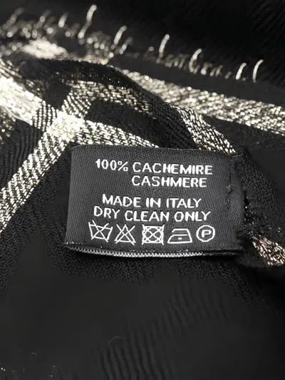 Pre-owned Chanel 1986-1988 Coco Mark Striped Scarf In Black